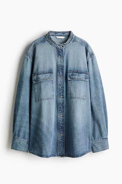 H & M - Washed Denim Shirt - Blue | H&M (US + CA)