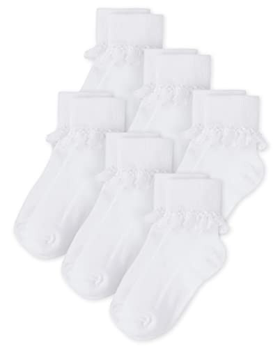 The Children's Place,girls,Turn Cuff Socks,WHITE -6 PACK,Medium | Amazon (US)