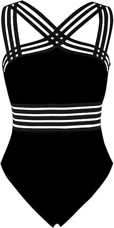 Hilor Women's One Piece Swimwear Front Crossover Swimsuits Hollow Bathing Suits Monokinis | Amazon (US)