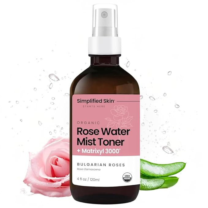 Rose Water Spray for Face with Matrixyl 3000 - Organic Rosewater Face Mist with Aloe Vera & Hyalu... | Amazon (US)