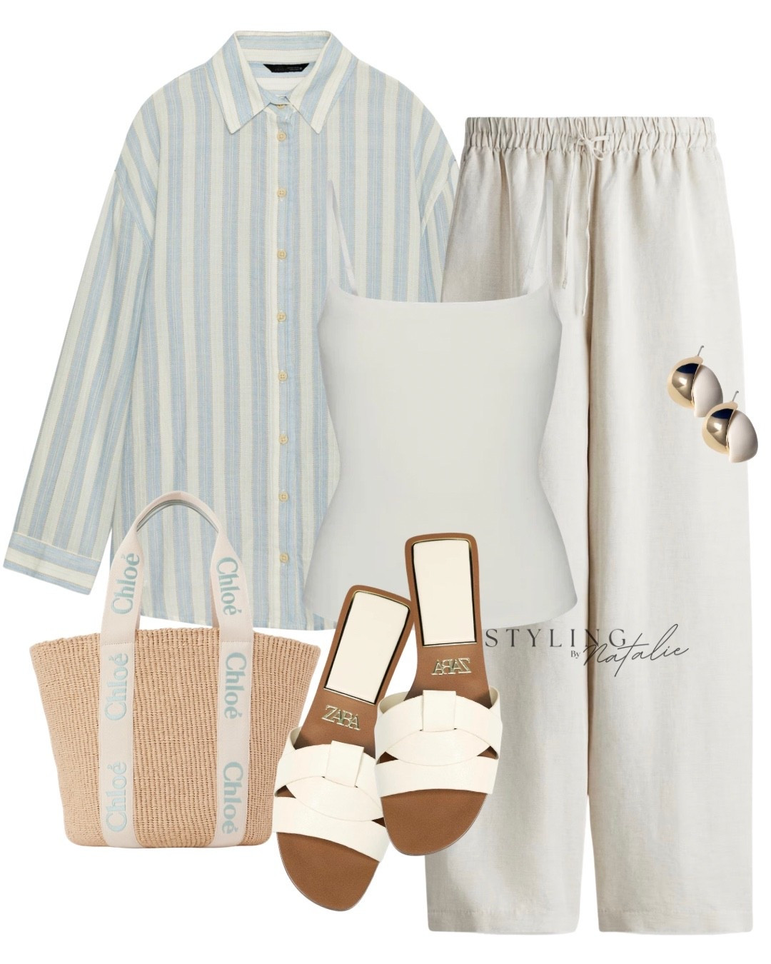 Linen drawstring trousers, stripe shirt, sandals and Chloe bag - summer easy outfit, casual chic, comfy everyday wear Zara style, London outfit

#LTKuk #LTKspring #LTKsummer