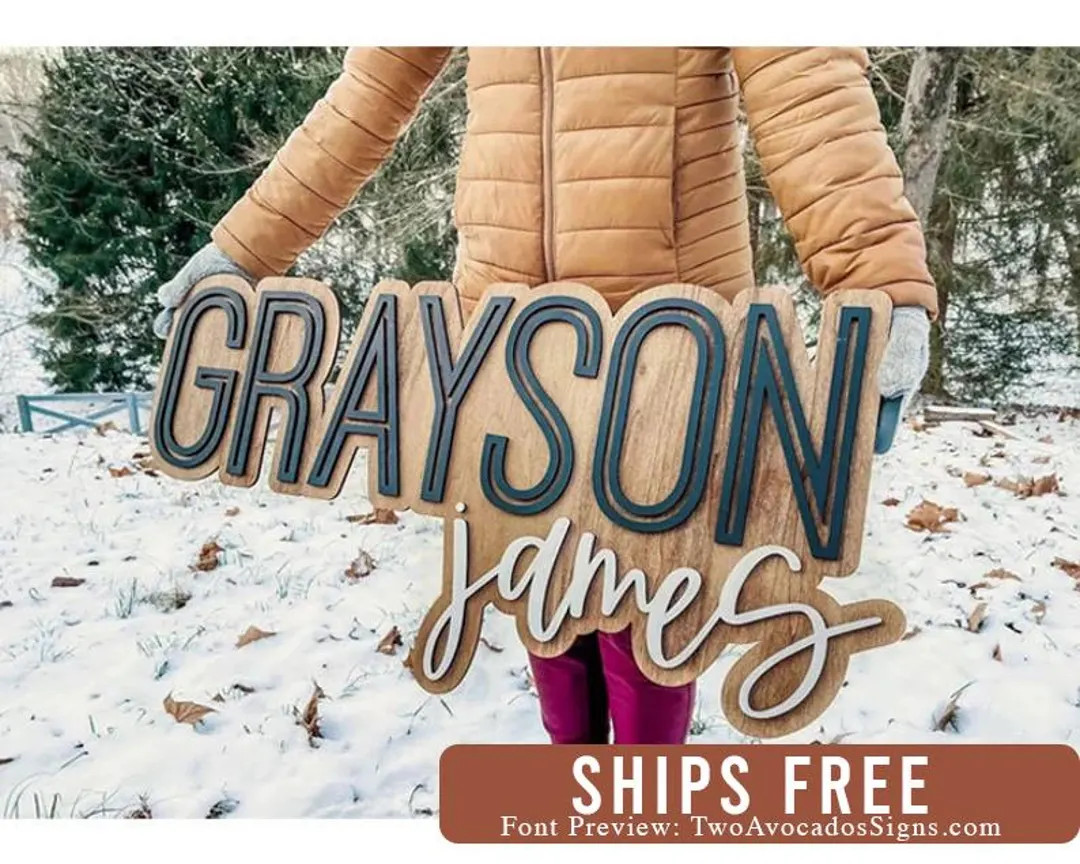 Large Wood Name Sign, Nursery Name Sign, Girl Name Sign, Above Crib Name Sign, Layered Baby Name ... | Etsy (US)