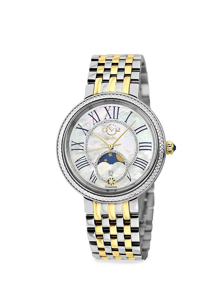 Gv2 Women's Genoa 37MM Two Tone Stainless Steel & 0.005 TCW Diamond Bracelet Watch | Saks Fifth Avenue OFF 5TH