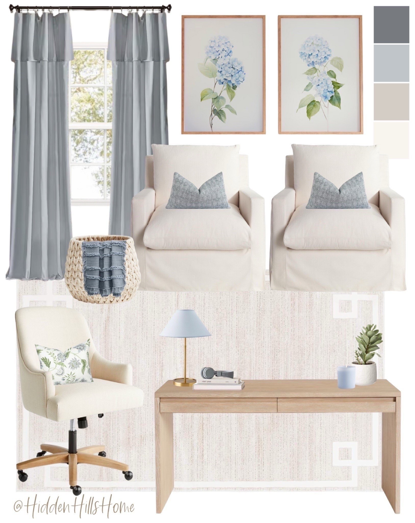 Light blue home office, feminine home office, cream home office #office

#LTKHome #LTKSaleAlert