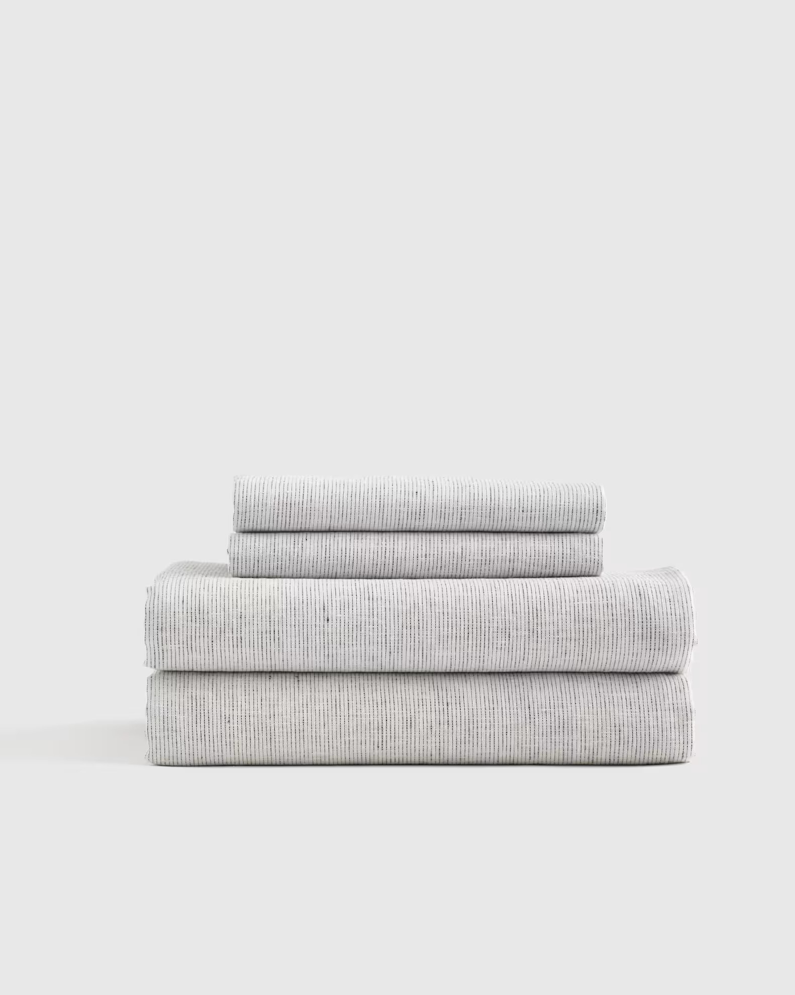 European Linen Stripe Sheet Set | Quince in Grey/White Mini Pinstripe | Quince