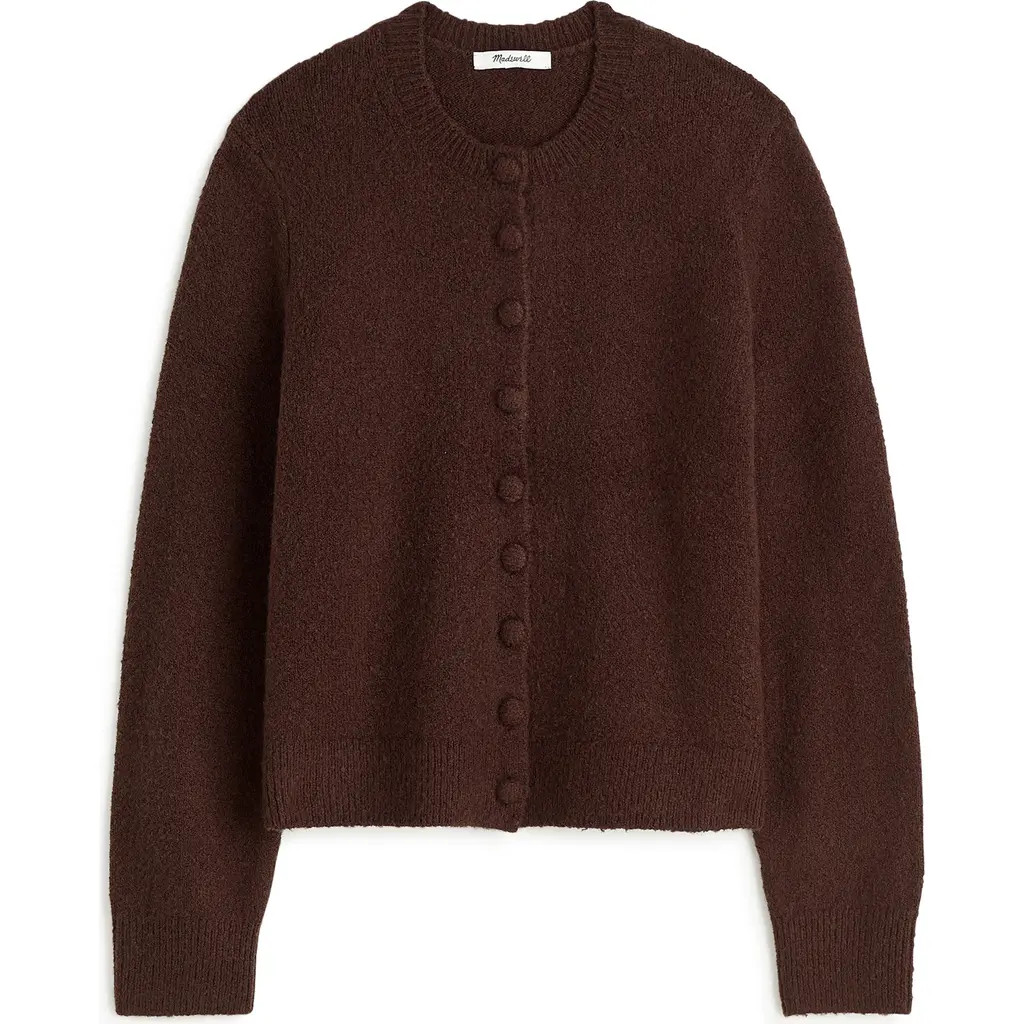 Madewell Shrunken Cotton Blend Cardigan in Dark Carob at Nordstrom, Size Small | Nordstrom