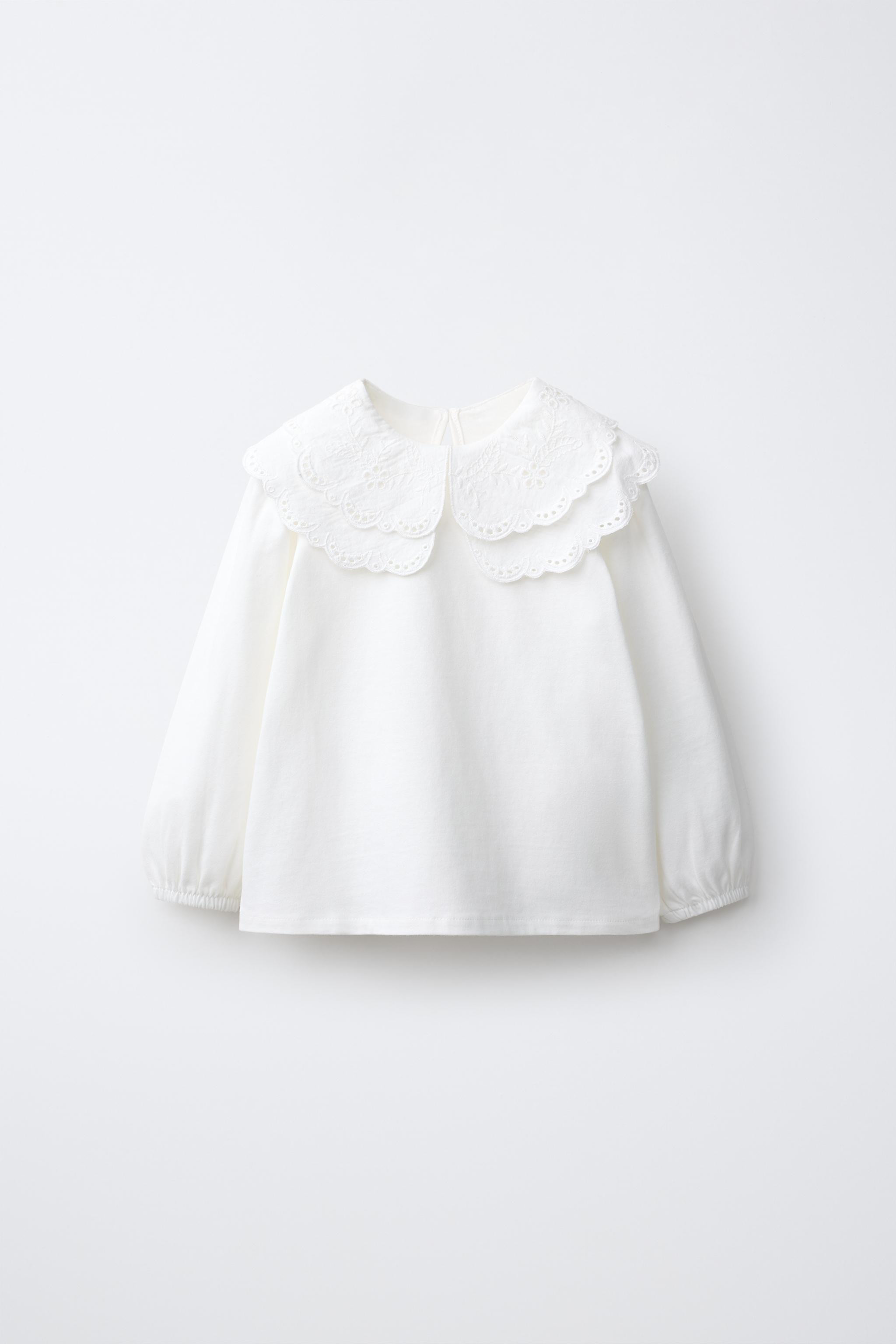 EMBROIDERED CONTRAST COLLAR TOP | Zara US