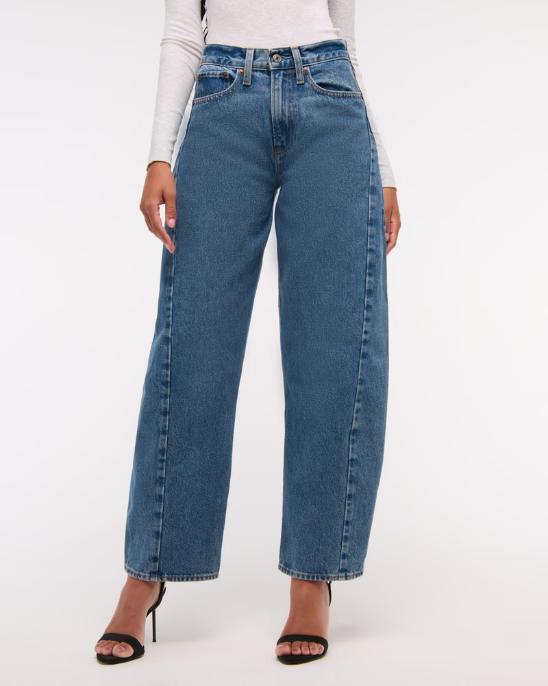 Women's Curve Love Mid Rise Barrel Jean | Women's Bottoms | Abercrombie.com | Abercrombie & Fitch (US)