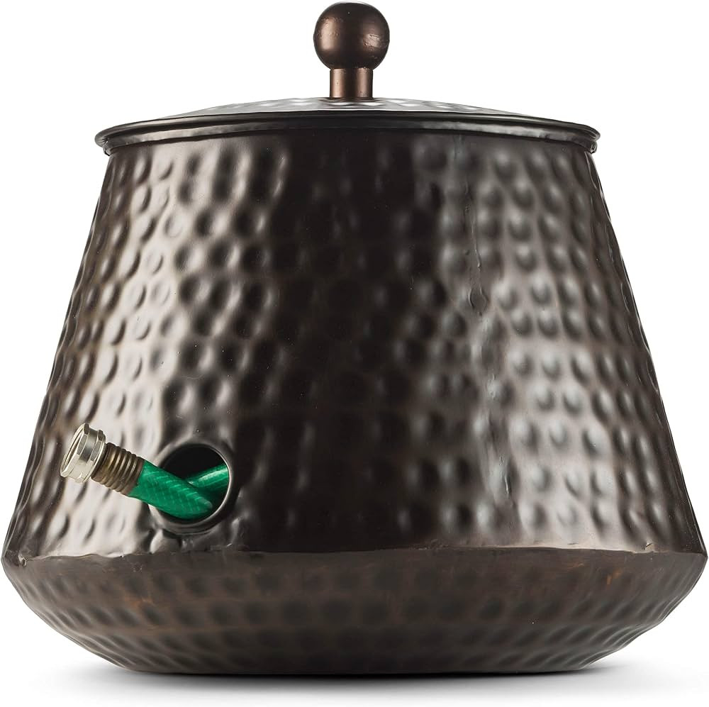 Decorative Garden Hose Pot Storage Holder with Lid Copper Finish 12 x 16 Inches (Magnetic Steel) | Amazon (US)