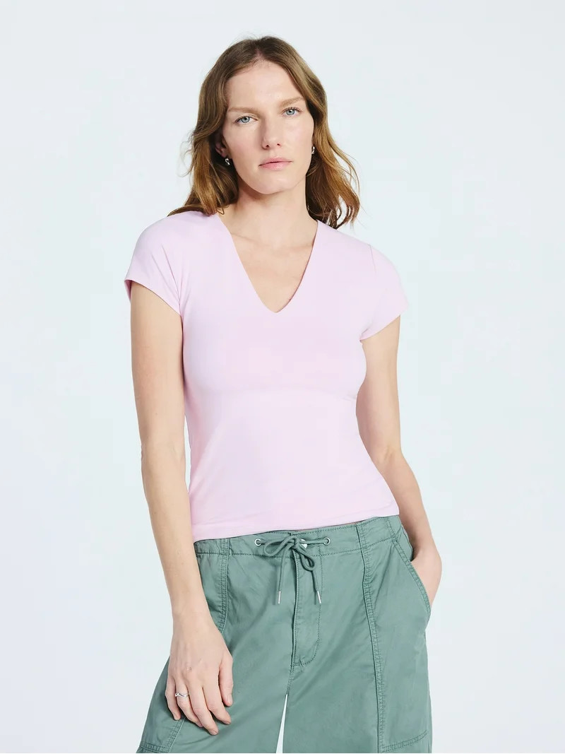 Scoop Women's and Women's Plus Ultimate Refined Contour V Neck Tee, Sizes XS-4X | Walmart (US)