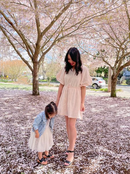 Women’s cane wedges and toddler sandals, toddler tulle dress on sale for $10, women’s cream dress, spring fashion, mommy and me outfits, cherry blossom photos

#LTKunder50 #LTKfamily #LTKsalealert