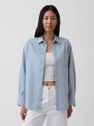 Denim Stripe Big Shirt | Gap (US)