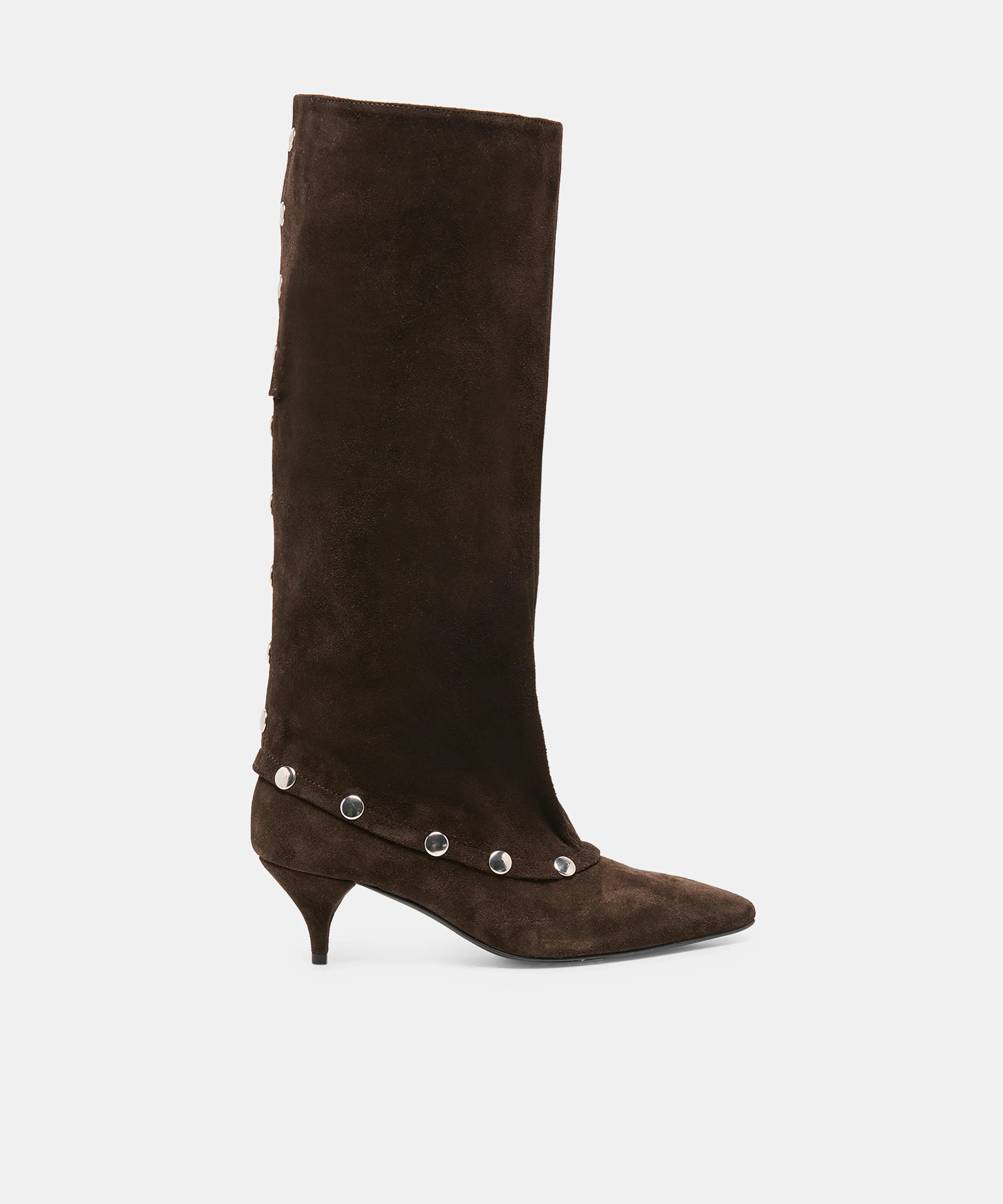 KERA Dk Brown Suede Pointed Toe Knee-High Kitten Heel Boots | Dolce Vita | DolceVita.com
