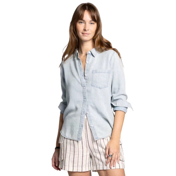 Women's Thread & Supply Shay Long Sleeve Button Up Shirt Large Desi Wash | Scheels