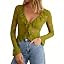 Womens Sexy Open Front Button Long Bell Sleeve Ruffle Trim Sheer Mesh Lace Crop Tops Blouses | Amazon (US)