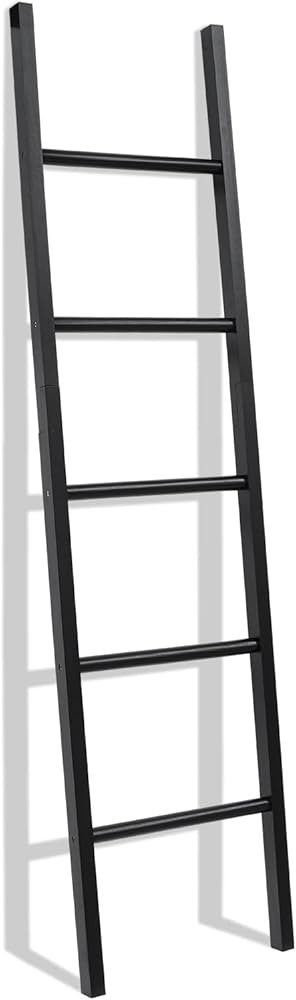 FUIN 6ft Wooden Black Blanket Ladder Living Room Decorative Wall Leaning Farmhouse Quilt Display ... | Amazon (US)
