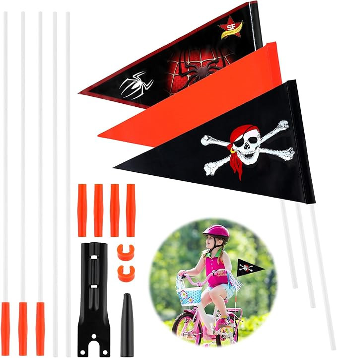 Grevosea 3 Pieces Bike Flag with Pole, Bike Safety Flag Tear-resistant Waterproof 4 ft High Visib... | Amazon (US)