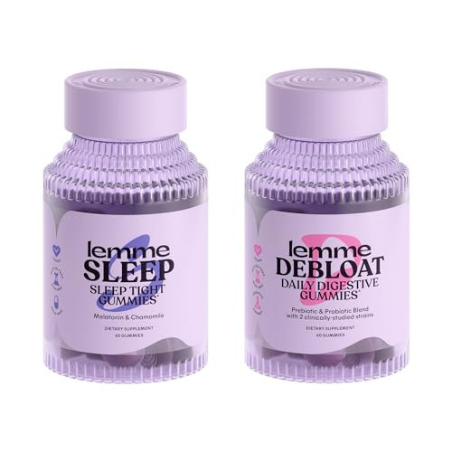 Lemme Sleep & Debloat Bundle - Sleep Gummies, a Drug-Free Nighttime Aid & Debloat Gummies for Digestive & Gut Health, Probiotics & Prebiotics - Gluten Free, Gelatin Free, Non-GMO - 60 Ct. Each | Amazon (US)