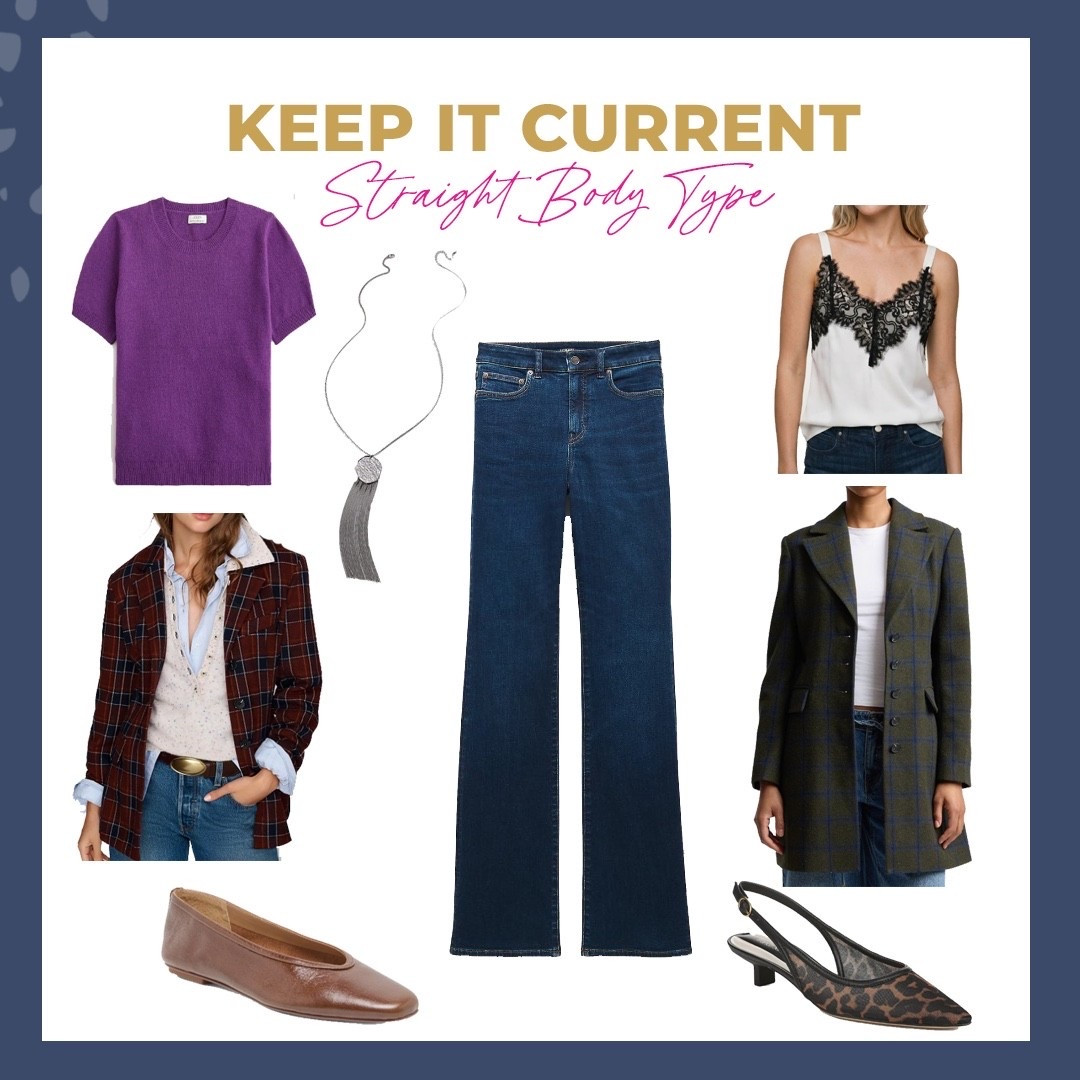 As a Straight Body Type keep your wardrobe current this fall with these items including something in color!