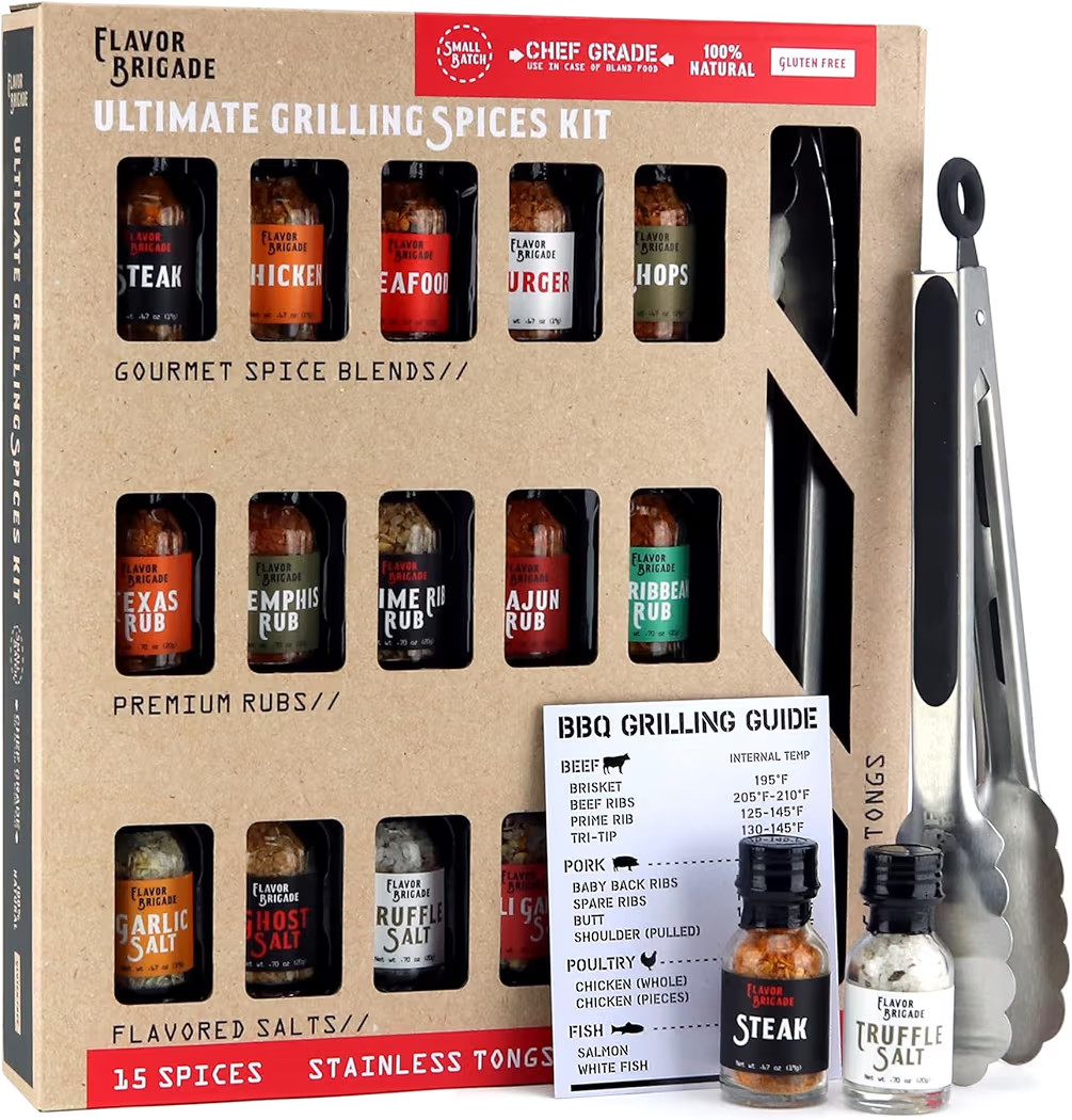 Ultimate Grilling Gift for Men - BBQ Accessories - Gourmet Spice Blends & Seasonings, Tongs, BBQ ... | Amazon (US)