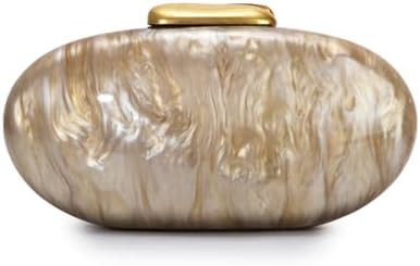 Oweisong Acrylic Evening Clutch for Women Formal Wedding Bride Purse Small Shell Handbag Oval Sea... | Amazon (US)