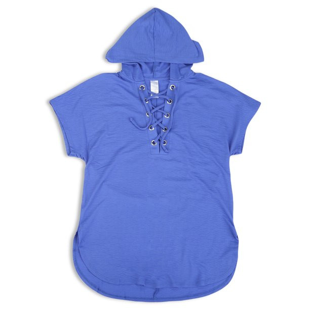 Time and Tru Women's and Plus Hooded Lace Up Cover Up | Walmart (US)