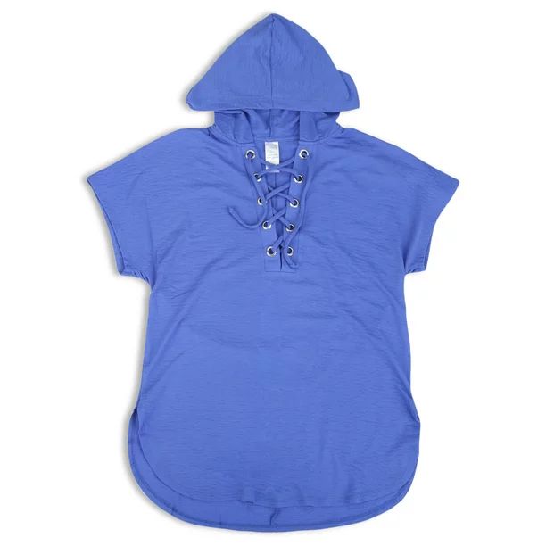 Time and Tru Women's and Plus Hooded Lace Up Cover Up | Walmart (US)