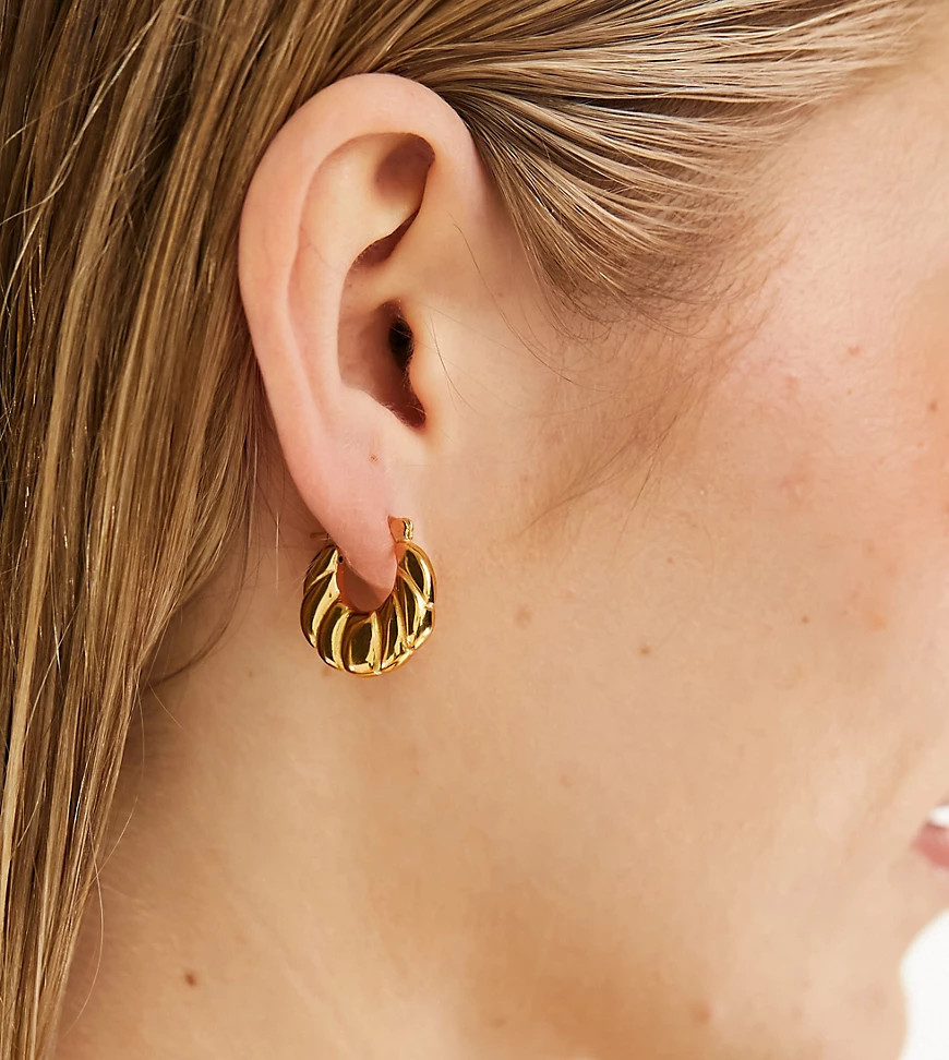 Seol + Gold 18ct gold vermeil small croissant hoop earrings | ASOS (Global)