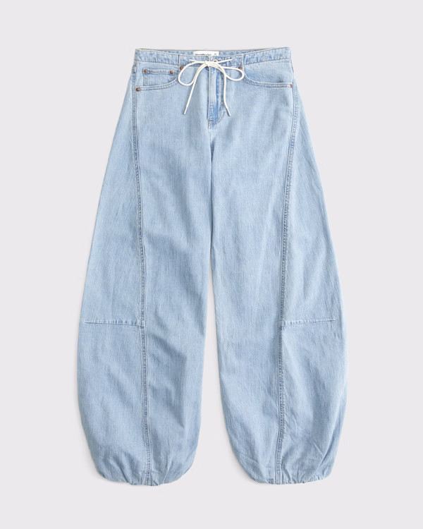 Curve Love Linen-Blend High Rise Balloon Jean | Abercrombie & Fitch (US)