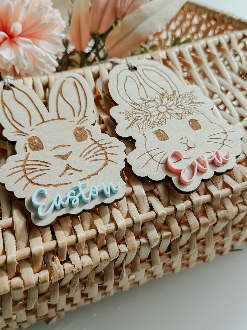 Easter Tags Easter Name Tags Easter Basket Easter Decor Name Tag Engraved Name Wooden Name Tag Vi... | Etsy (US)