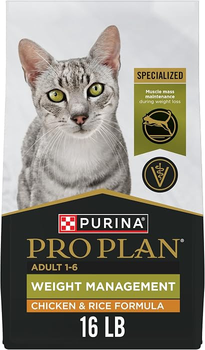 Purina Pro Plan Weight Management Dry Cat Food, Chicken & Rice, 16 lb Bag | Amazon (US)