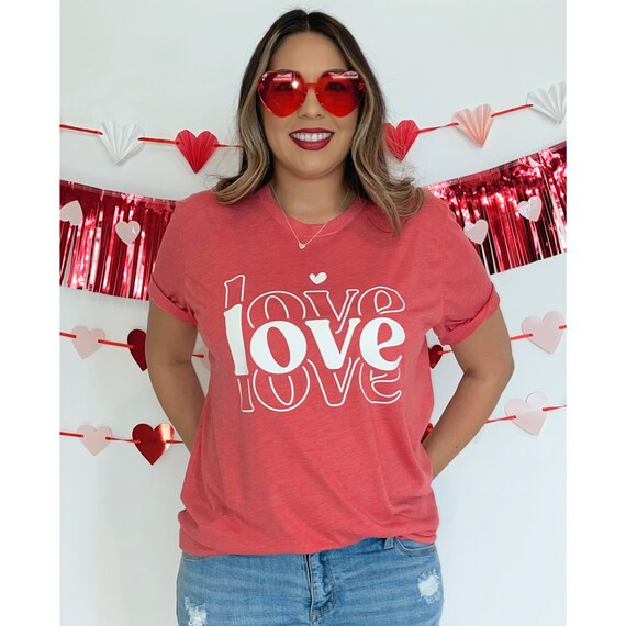 Love Graphic Tee Cute Valentines Tee Valentines Day Tshirt | Etsy | Etsy (US)