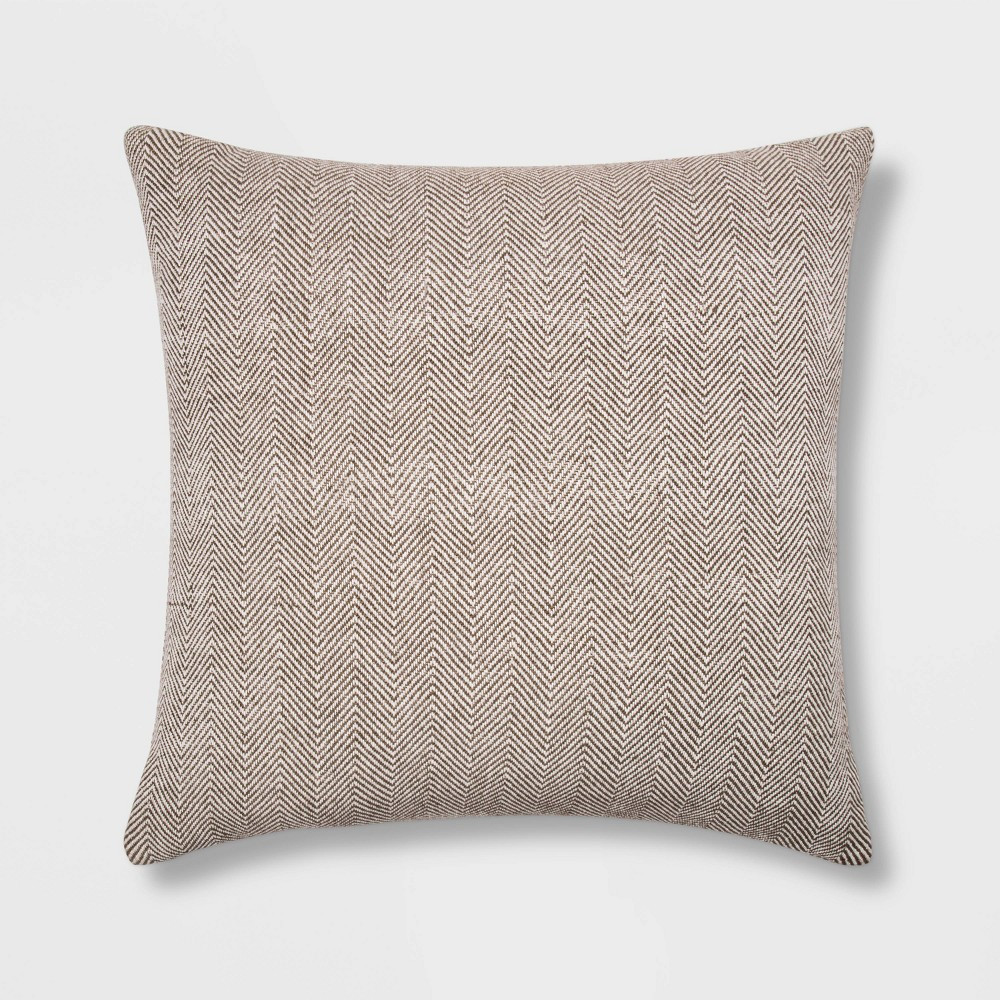 Oversized Woven Herringbone Square Throw Pillow Neutral - Threshold | Target
