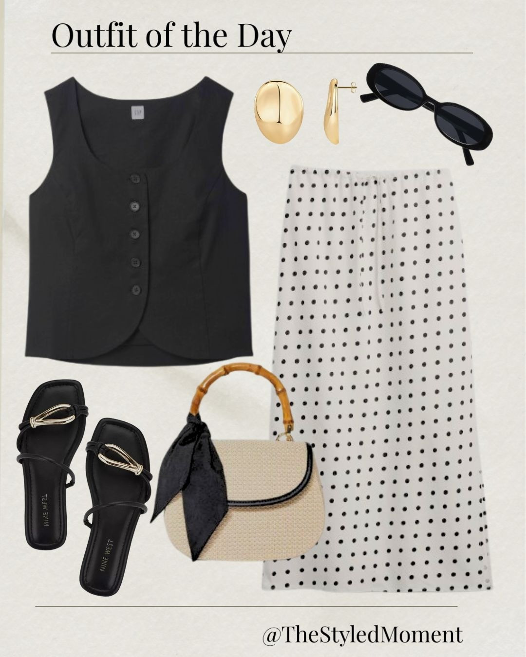 Summer vest outfit, Black and white polka dot midi skirt outfit

#LTKMidsize #LTKStyleTip #LTKWorkwear