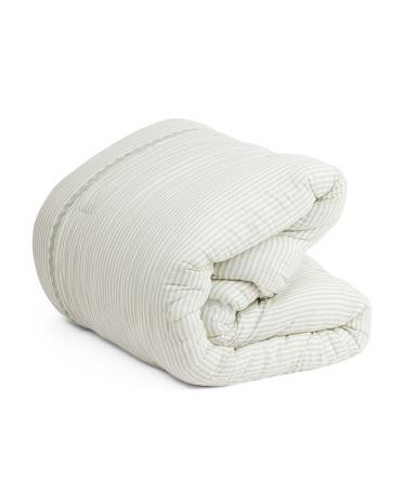 Cotton Gauze Striped Comforter Set With Ric Rac Border | TJ Maxx