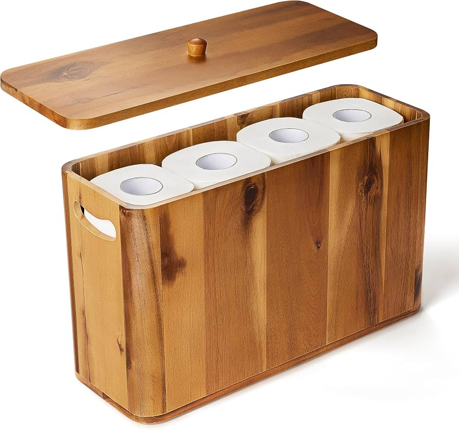 TIDITA 4-Gallon Toilet Paper Storage with Lid and Handles, Fit 6 Mega Rolls | Amazon (US)
