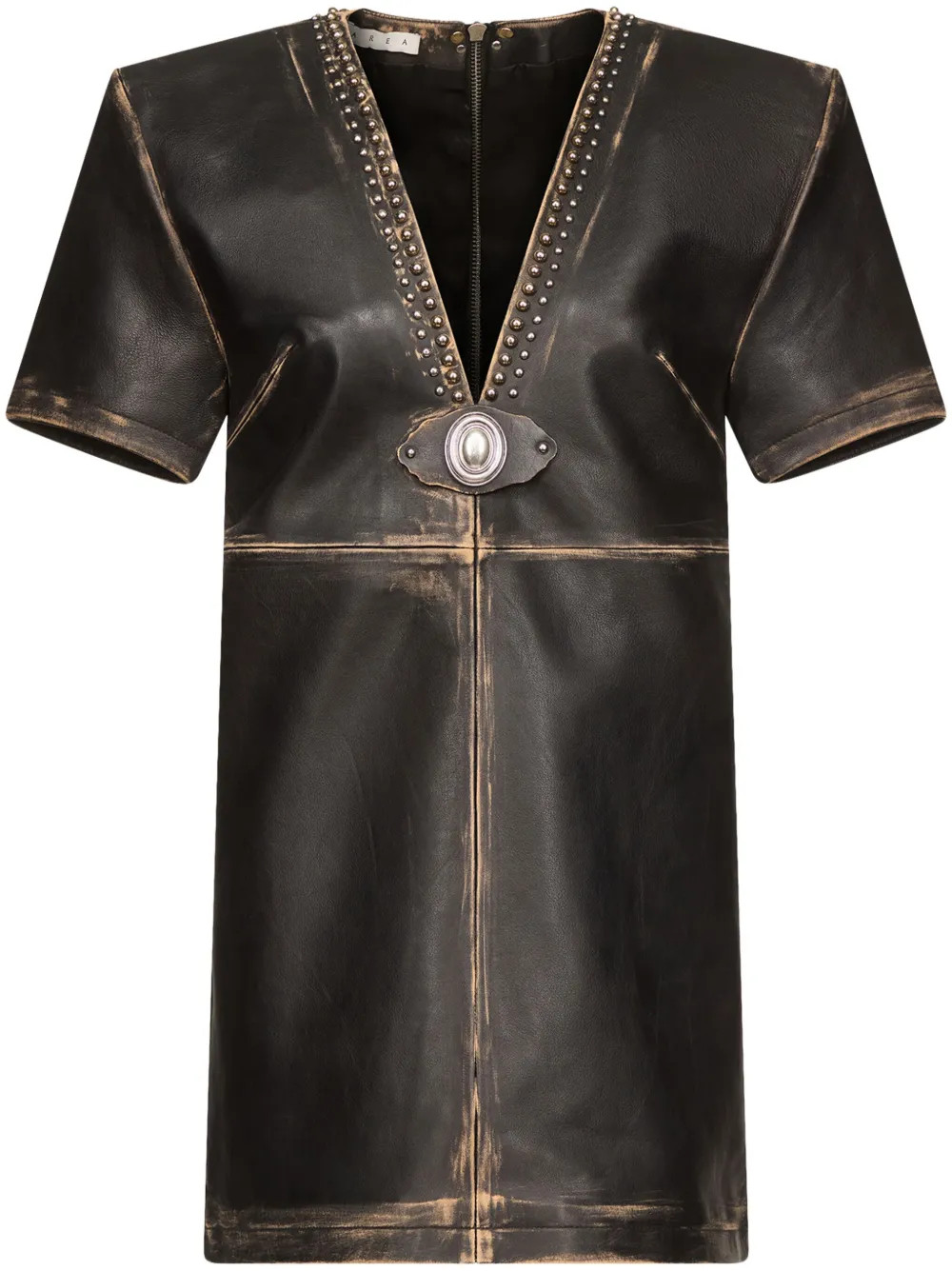 AREA Studded Leather T-shirt Dress | Black | FARFETCH | Farfetch Global
