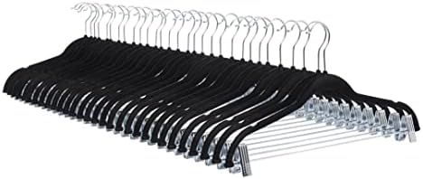 Amazon Basics Velvet, Non-Slip Skirt Clothes Hangers with Clips, Black - Pack of 24 | Amazon (US)