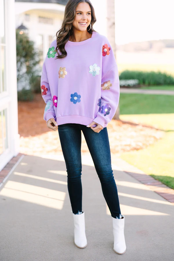 Just My Type Lavender Purple Floral Sweatshirt | The Mint Julep Boutique