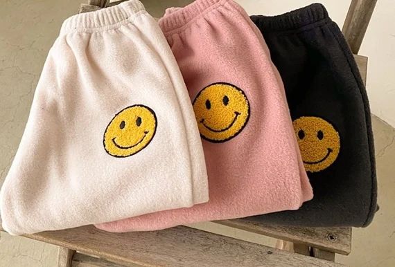 Smile Patch Fleece Pants / Made in Korea | Etsy (US)