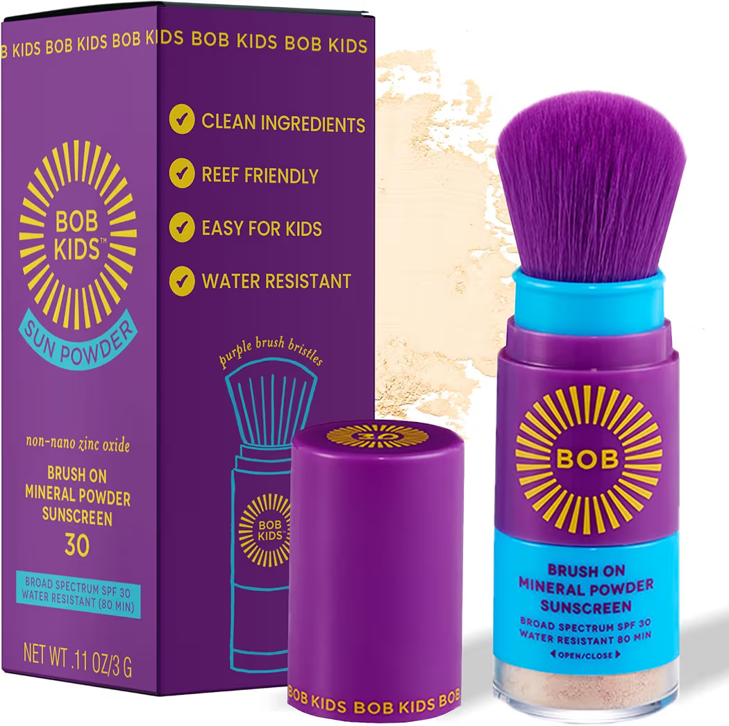 BOB KIDS SPF 30 Brush On Mineral Powder Sunscreen, Broad Spectrum Protection, Water Resistant 80 Mins, Fragrance Free, Easy to Apply for Kids & Babies, Mfg in USA | Amazon (US)
