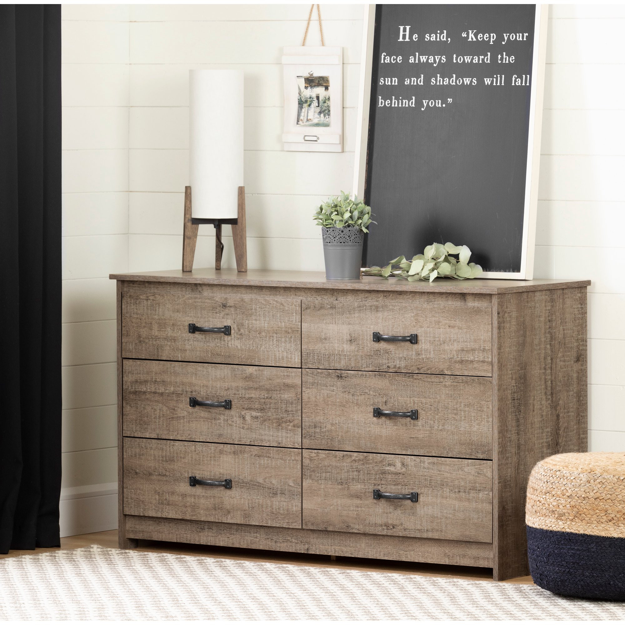 South Shore Tassio 6-Drawer Double Dresser, Weathered Oak | Walmart (US)