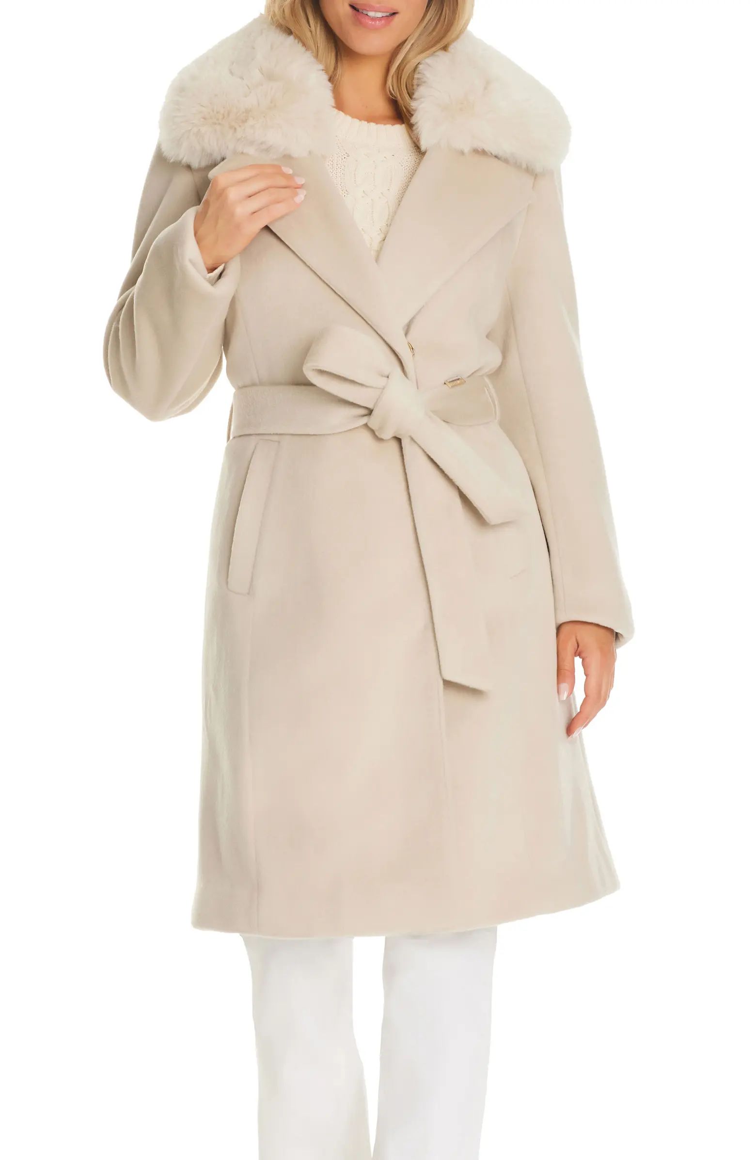 Double Breasted Coat with Removable Faux Fur Collar | Nordstrom