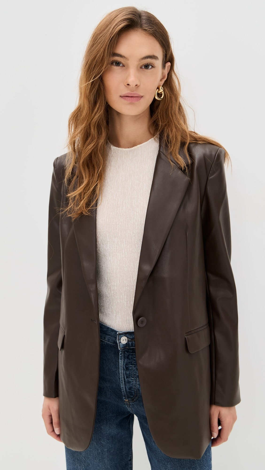 Faux Leather Boyfriend Blazer | Shopbop