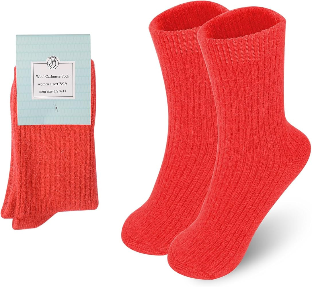 CHAO RAN Womens Winter Wool Cashmere Socks Casual Dress Warm Thicken US5-9 | Amazon (US)