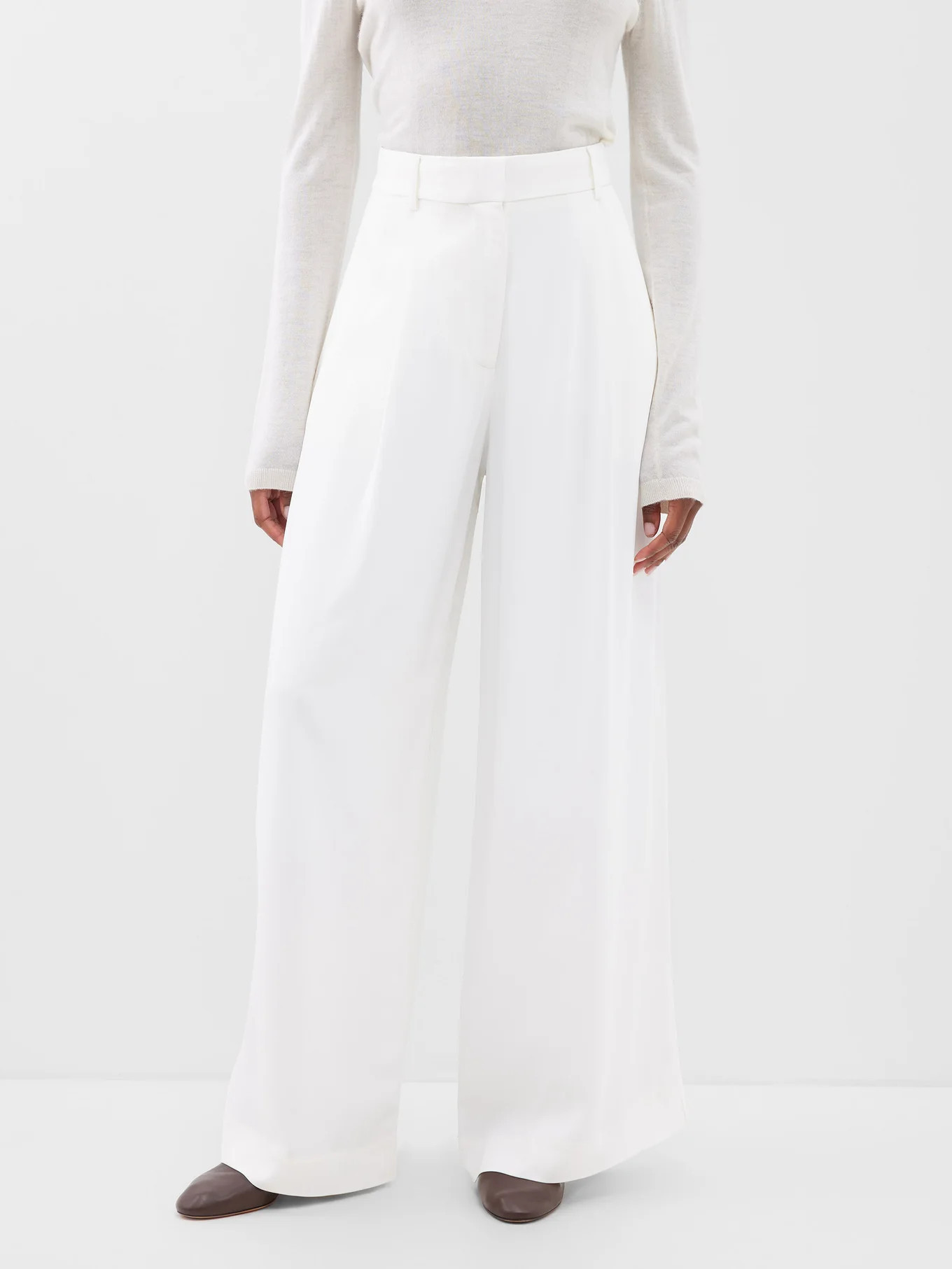 Wide-leg pleated twill trousers | CO | Matches (UK)