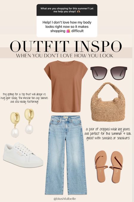 This is an easy & chic casual outfit for the days when you don’t love how you look. Can’t go wrong with an elevated tee and a pair of cropped denim! 

#LTKStyleTip #LTKFindsUnder50 #LTKFindsUnder100