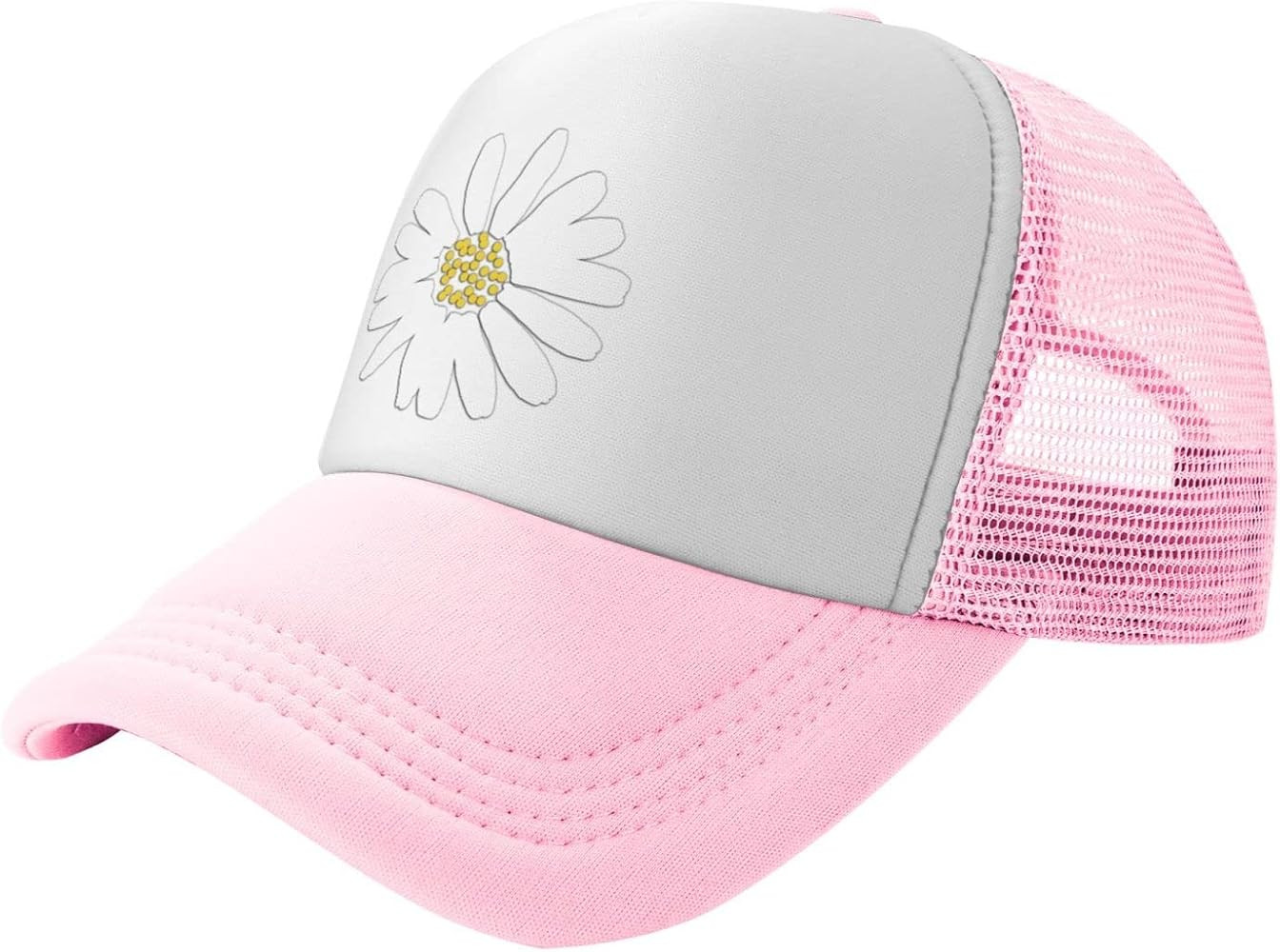 Daisy Flower Hat Mesh Cap for Men Women, Adjustable Trucker Hat Baseball Cap | Amazon (US)