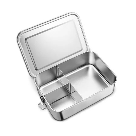 Vesteel Stainless Steel Bento Box, 29oz Lunch Box Metal Food Storage Container with Removable Dividers, Portable & Leak-Proof Meal Prep Container with 3 Compartment | Walmart (US)