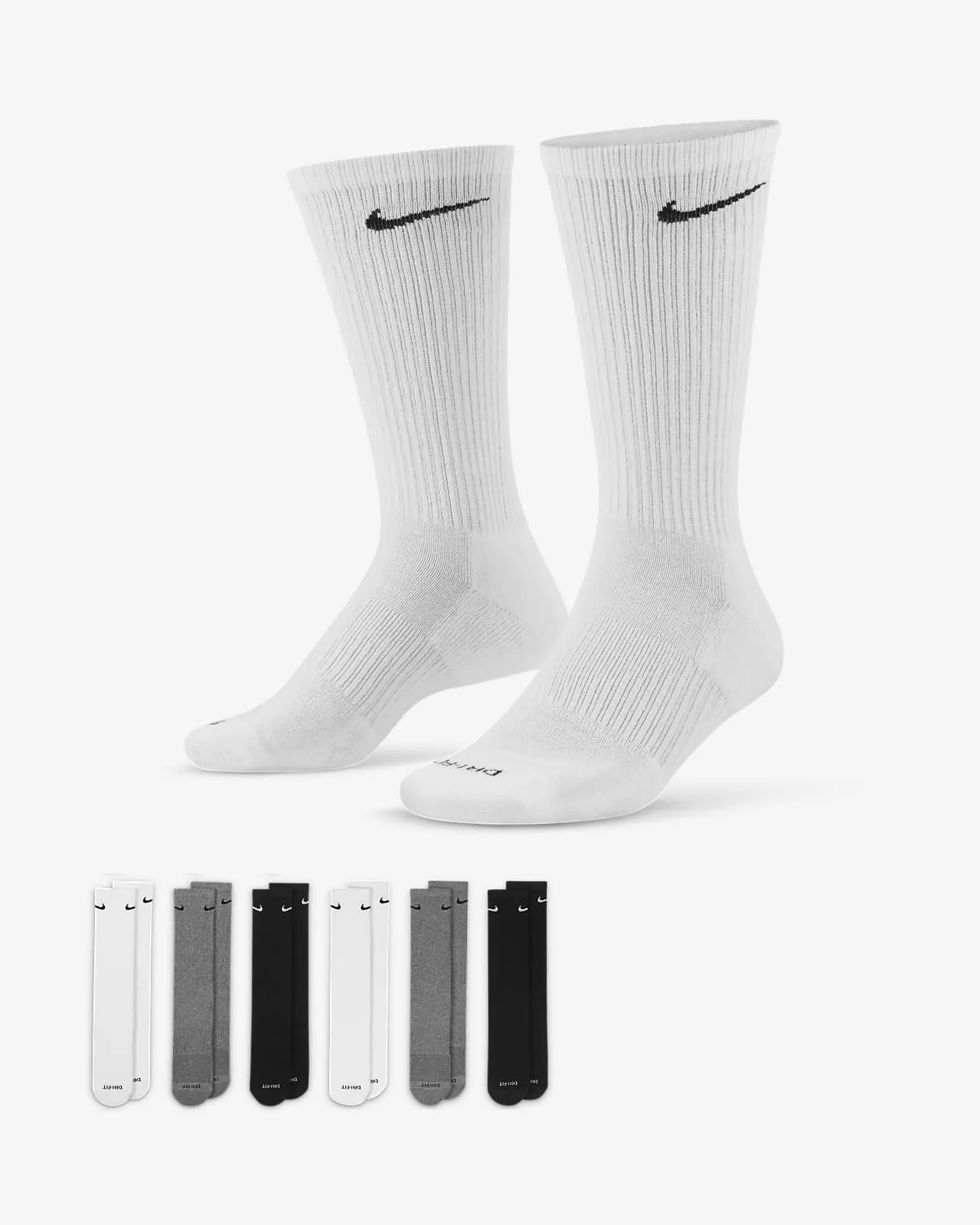 nike dri fit half cushion no show 3 pair pack white flint grey